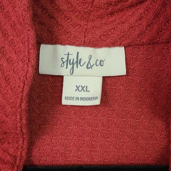 Style and Company XXL Waffle Top Red - Picture 2 of 5